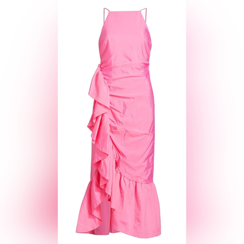Cinq à Sept Neena Ruffle Midi Dress Flamingo Pink Size 0 - Picture 15 of 15